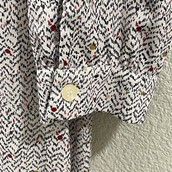 PASCAL (NEW) Long Sleeve Maxi Dress Bow Neck Light Gray & Multi Dots Size L - Picture 9 of 12